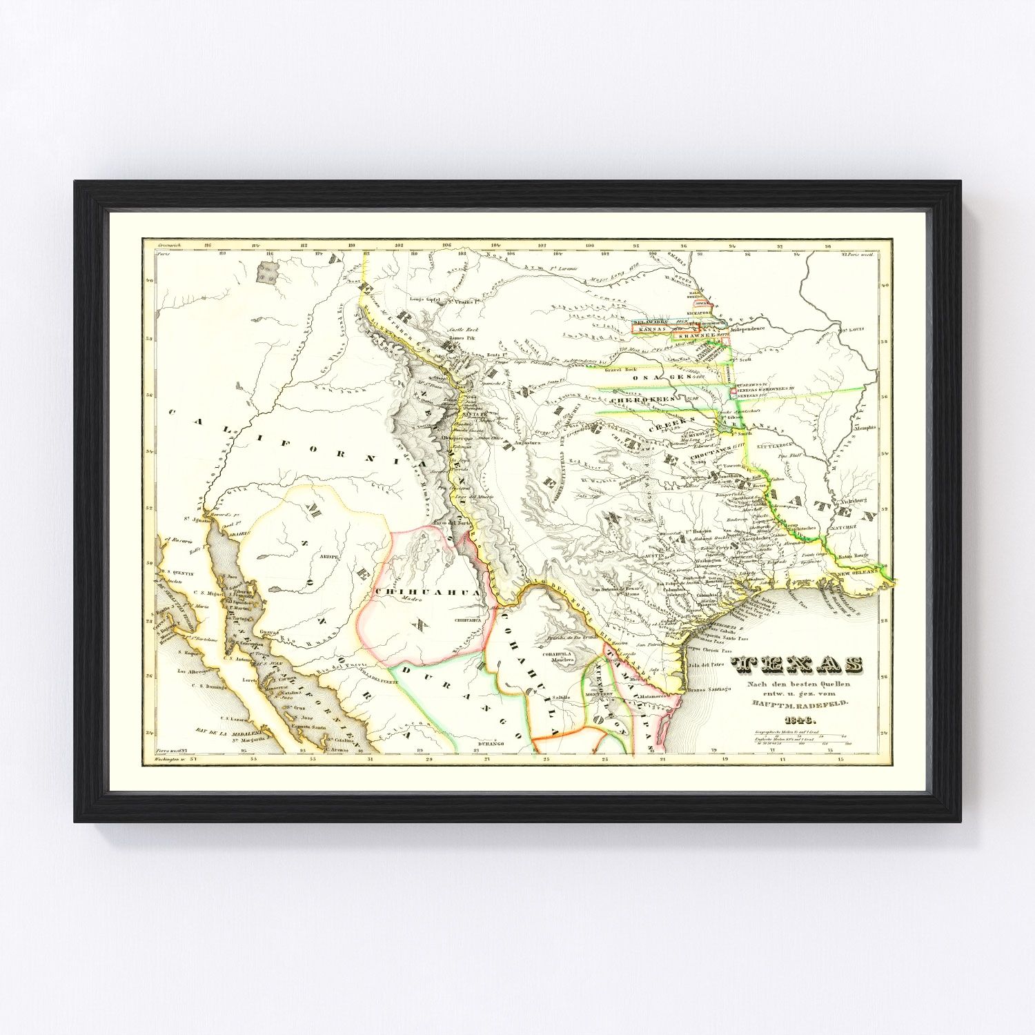 Vintage map of Texas, 1846