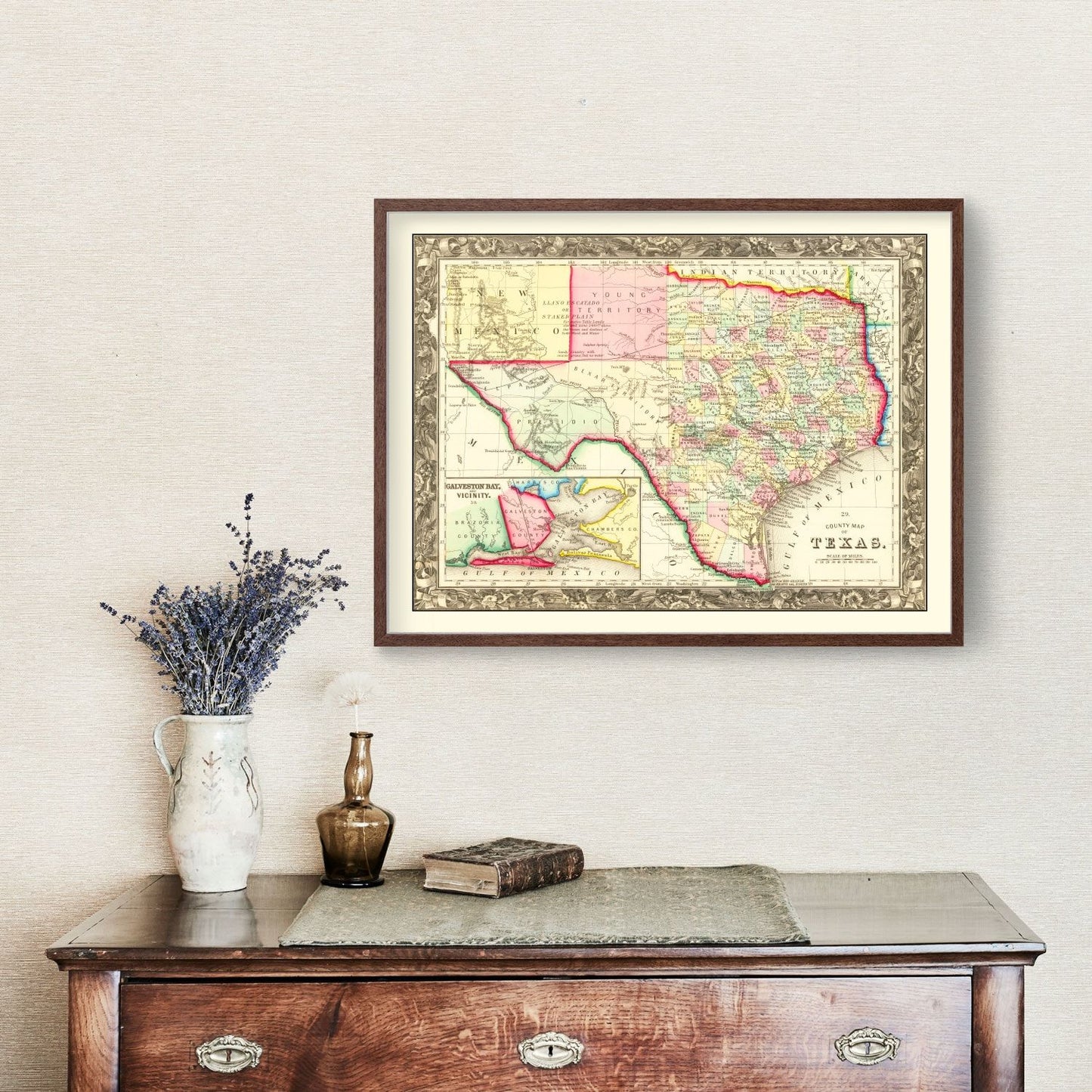 Vintage Map of Texas, 1860