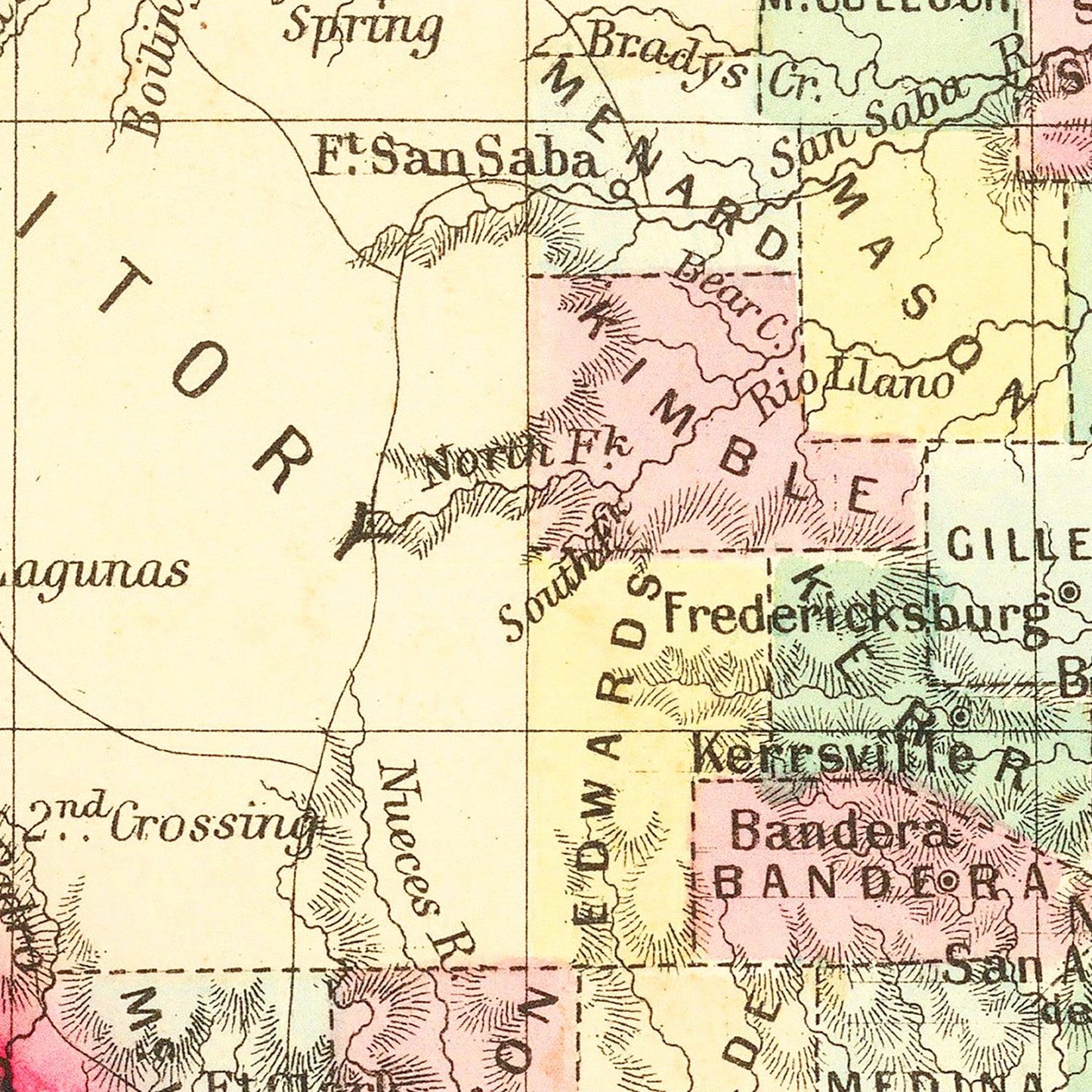 Vintage Map of Texas, 1860