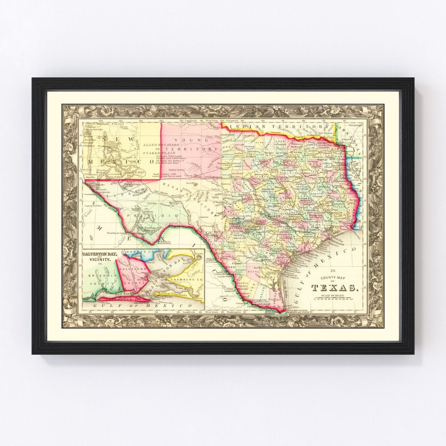 Vintage map of Texas, 1860