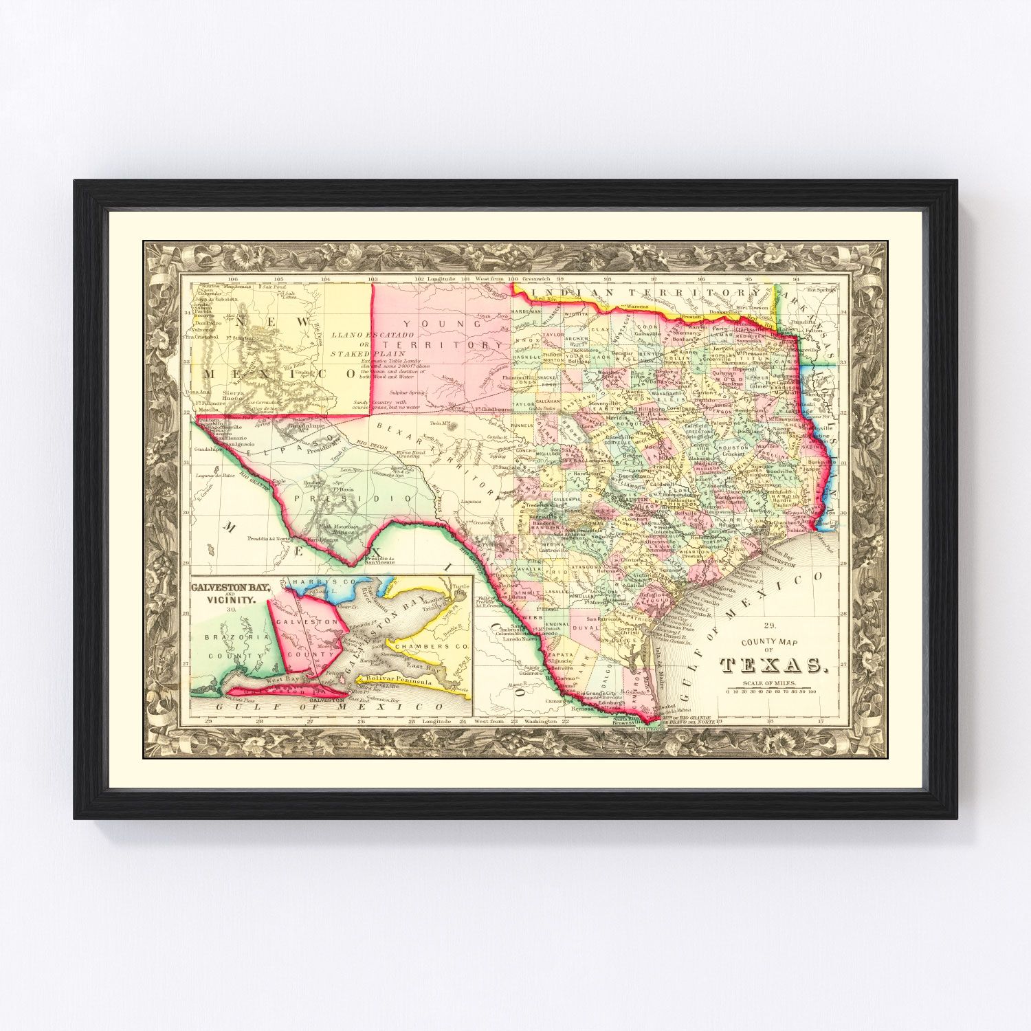Vintage map of Texas, 1860