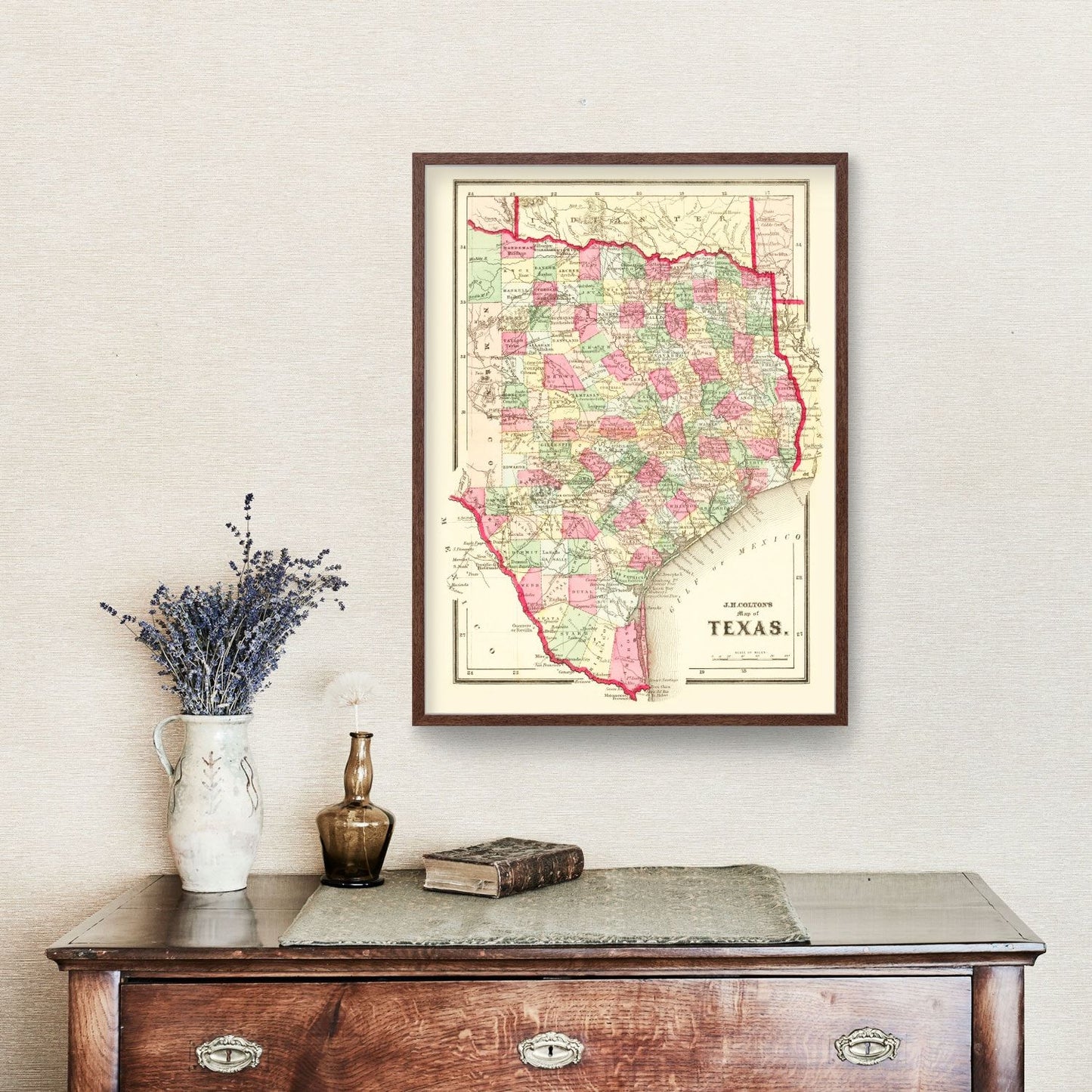 Vintage Map of Texas, 1861
