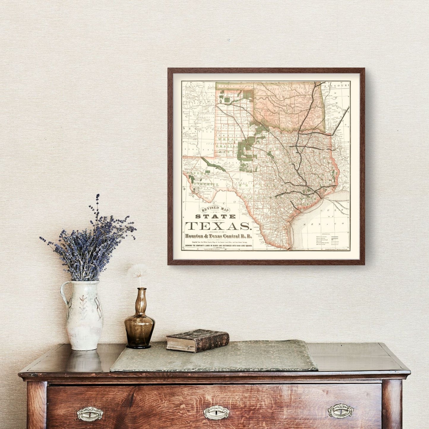 Vintage Map of Texas, 1877