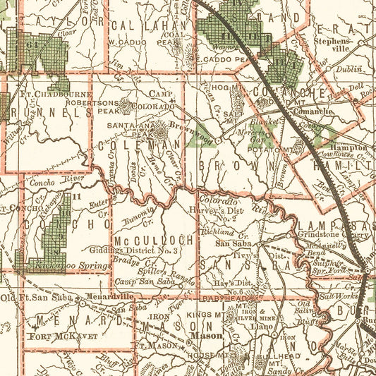 Vintage Map of Texas 1877