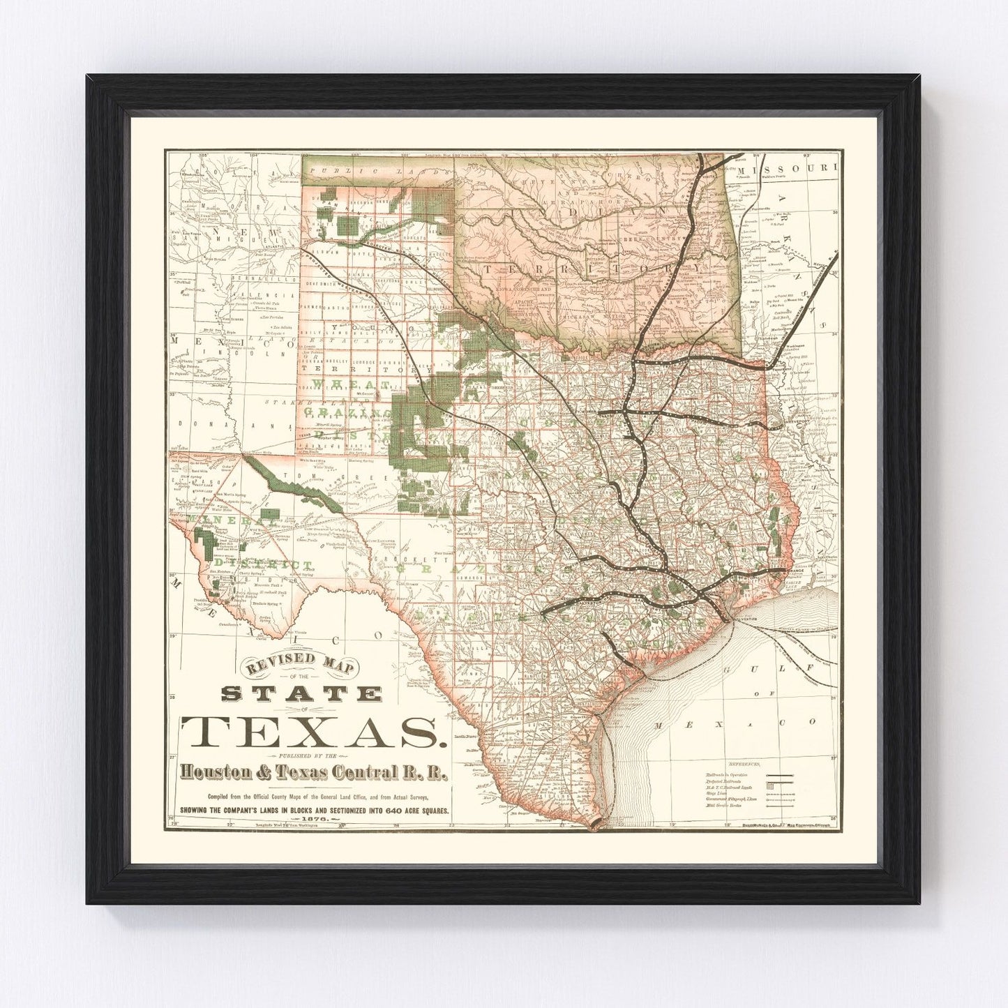 Vintage map of Texas, 1877