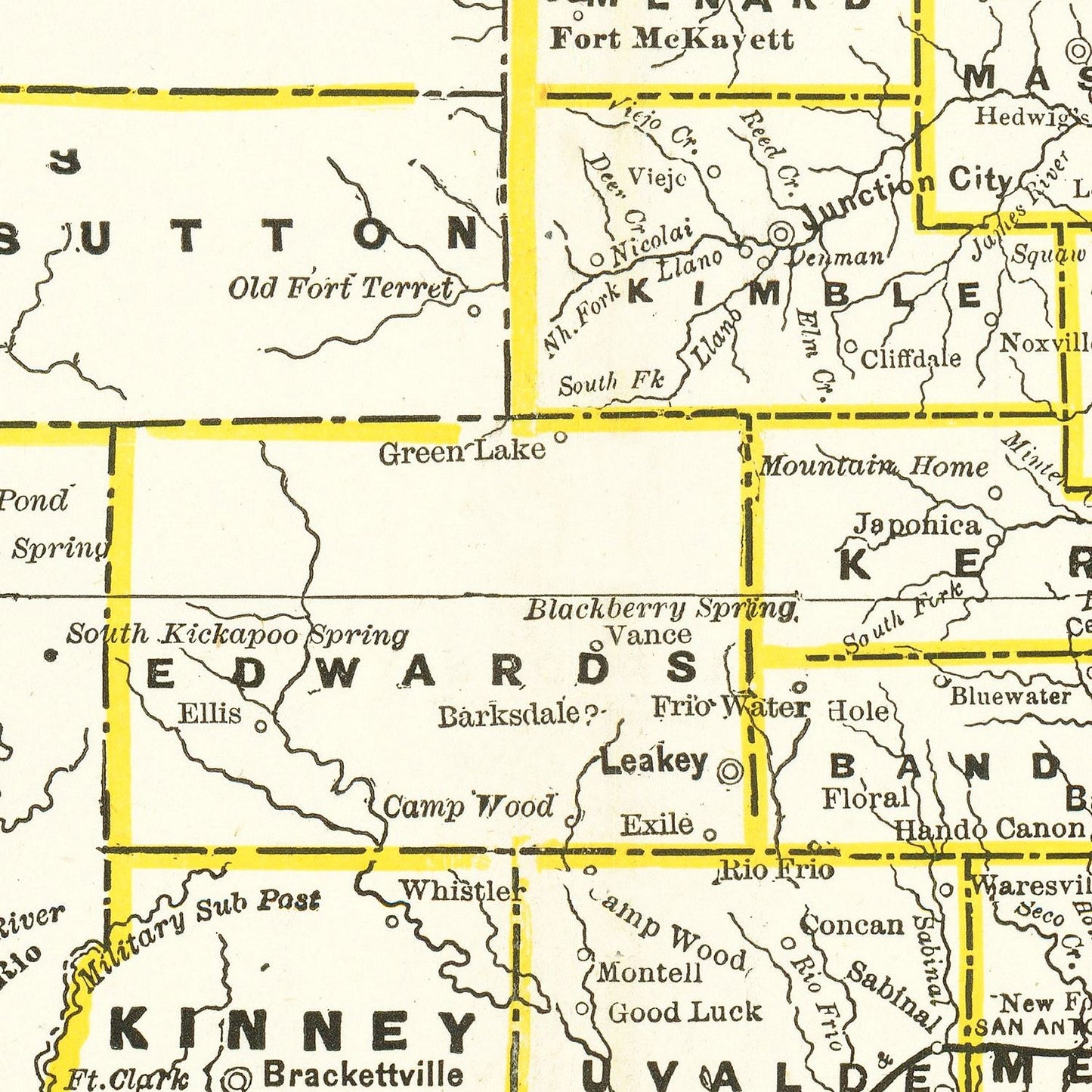 Vintage Railroad Map of Texas, 1888
