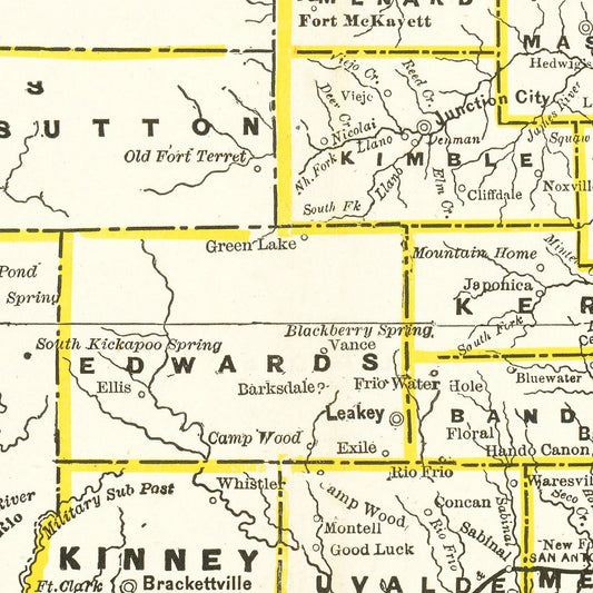 Vintage Railroad Map of Texas, 1888