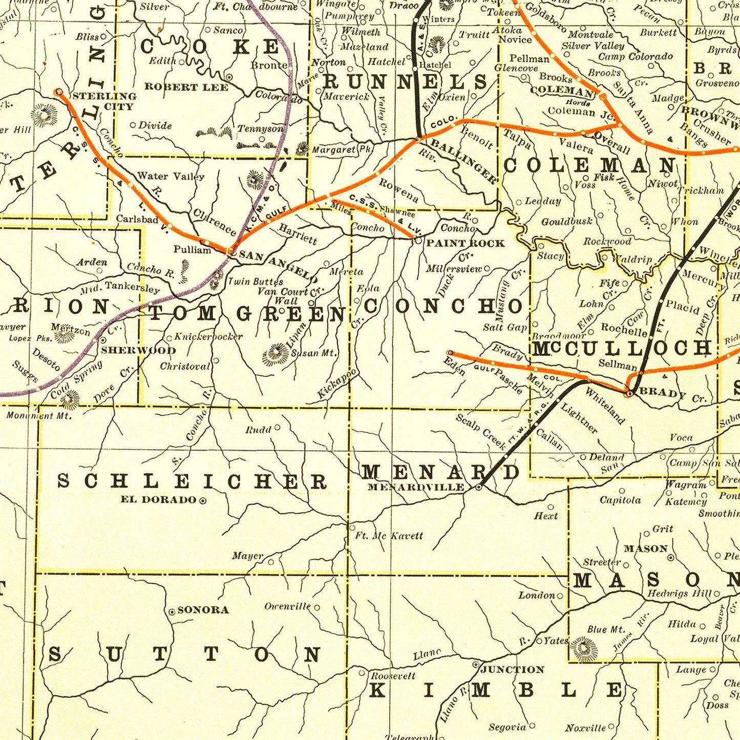 Vintage Railroad Map of Texas, 1912