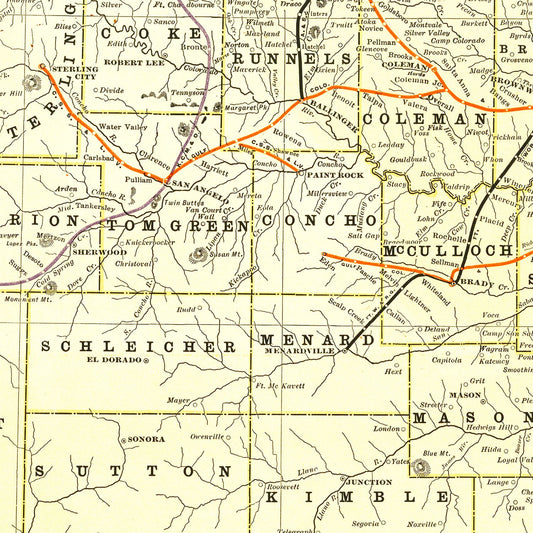 Vintage Railroad Map of Texas, 1912