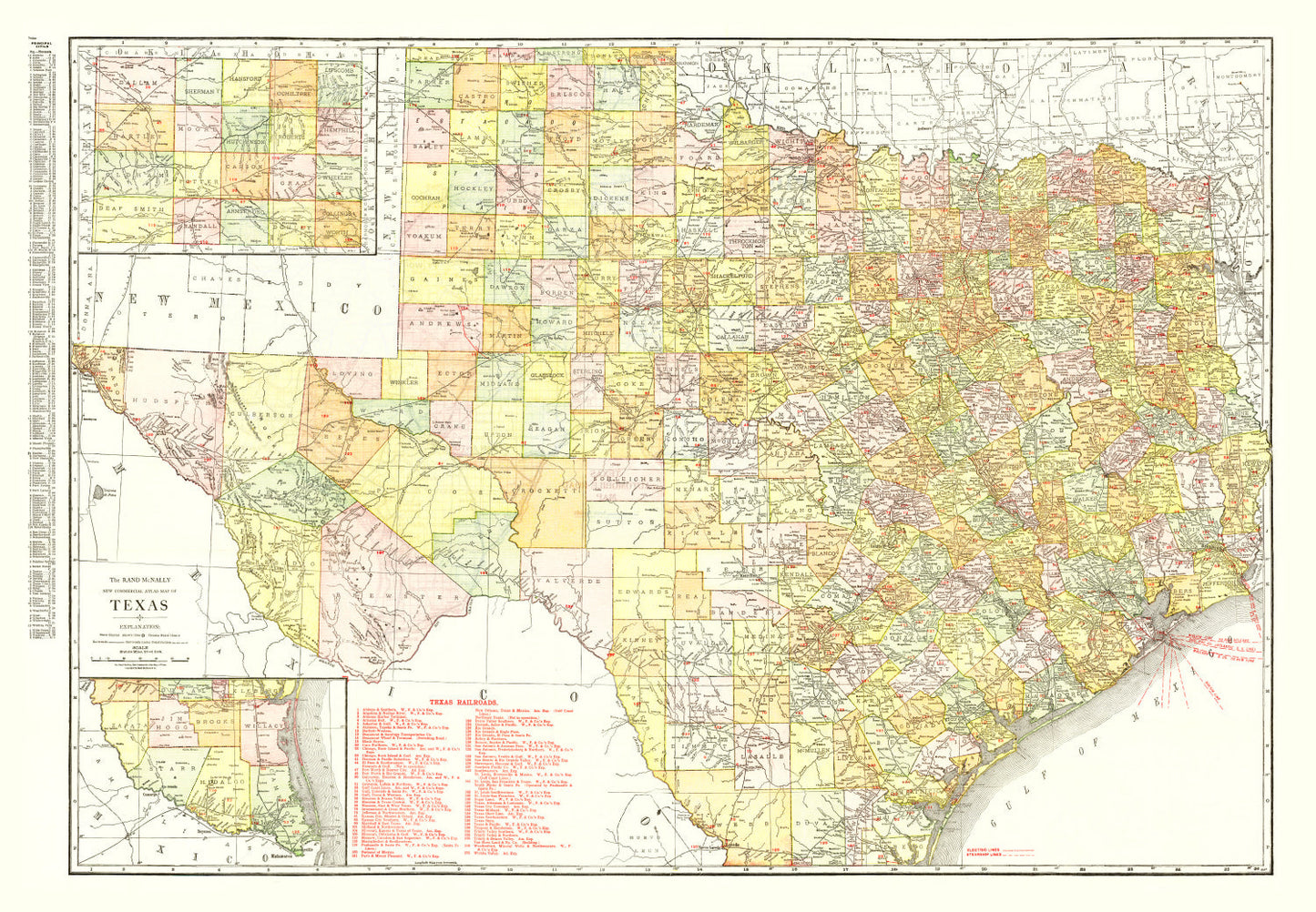 Vintage Map of Texas, 1918