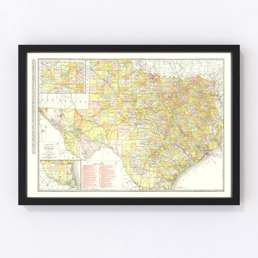 vintage map of Texas, 1918