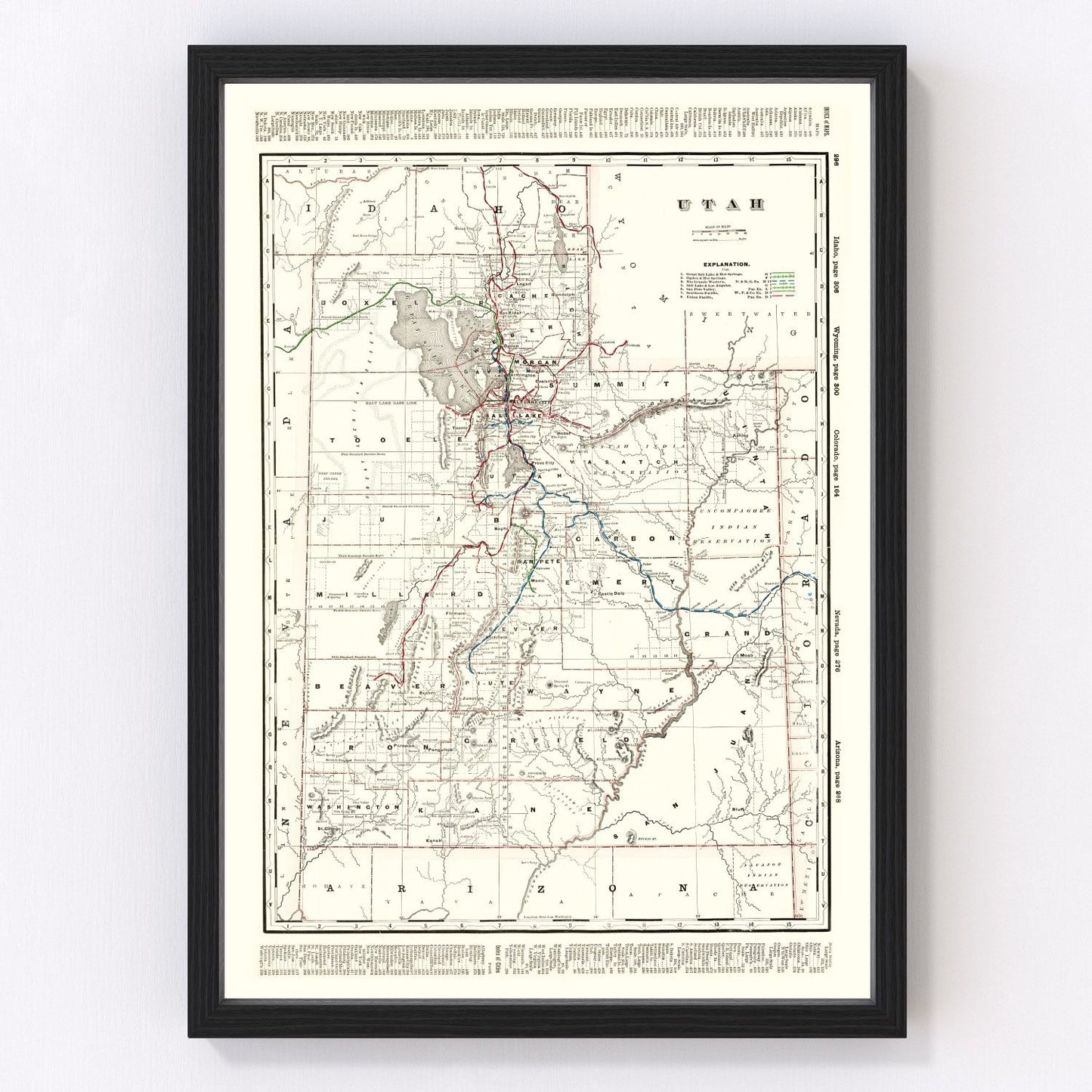 vintage map of Utah, 1895