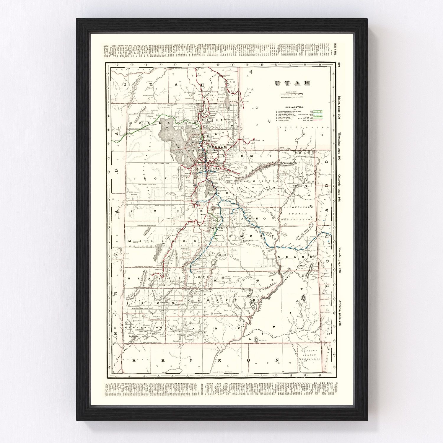 vintage map of Utah, 1895