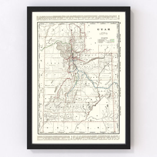 vintage map of Utah, 1895