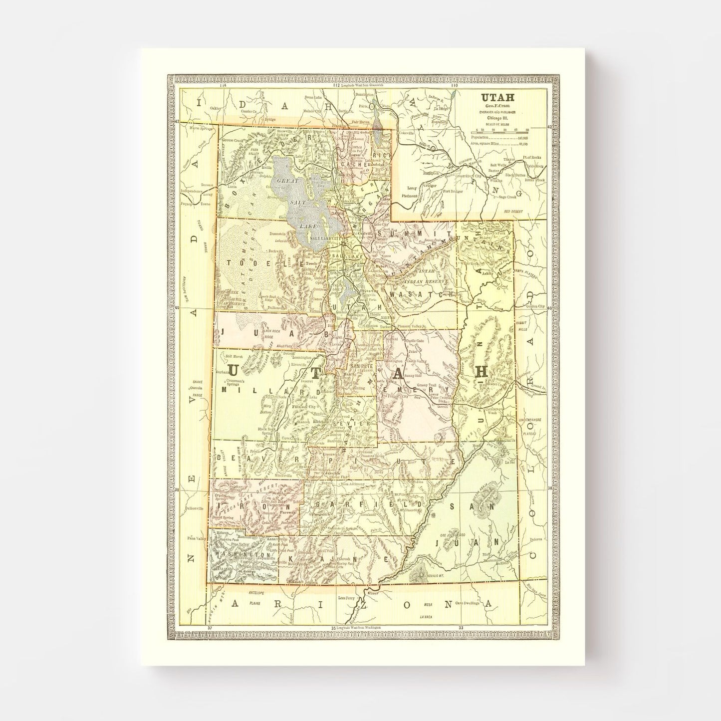 Vintage Map of Utah, 1899