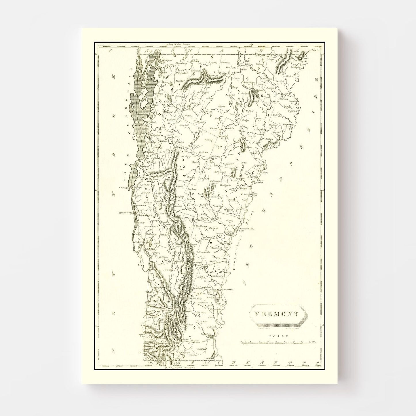 Vintage Map of Vermont, 1804