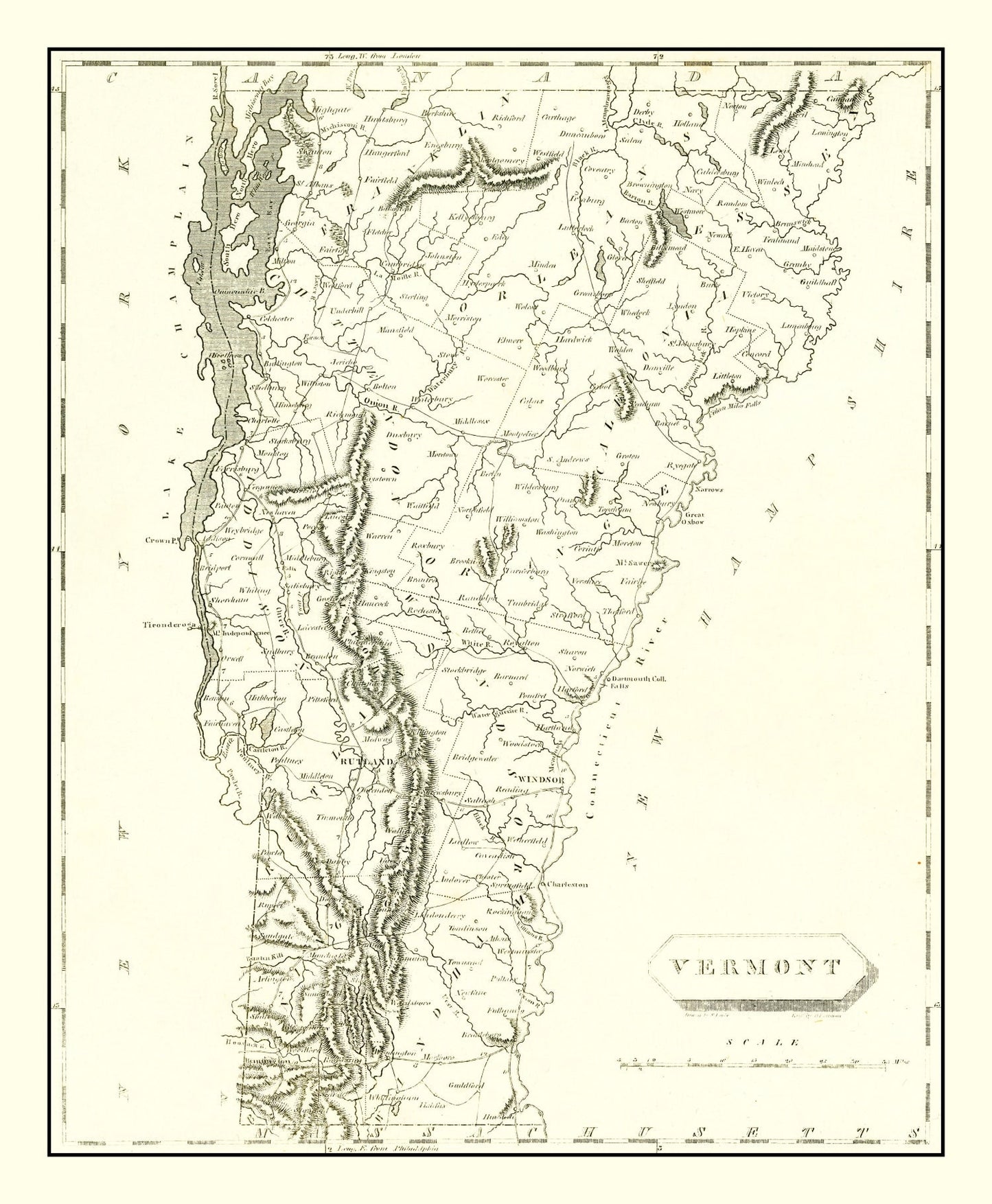 Vintage Map of Vermont, 1804
