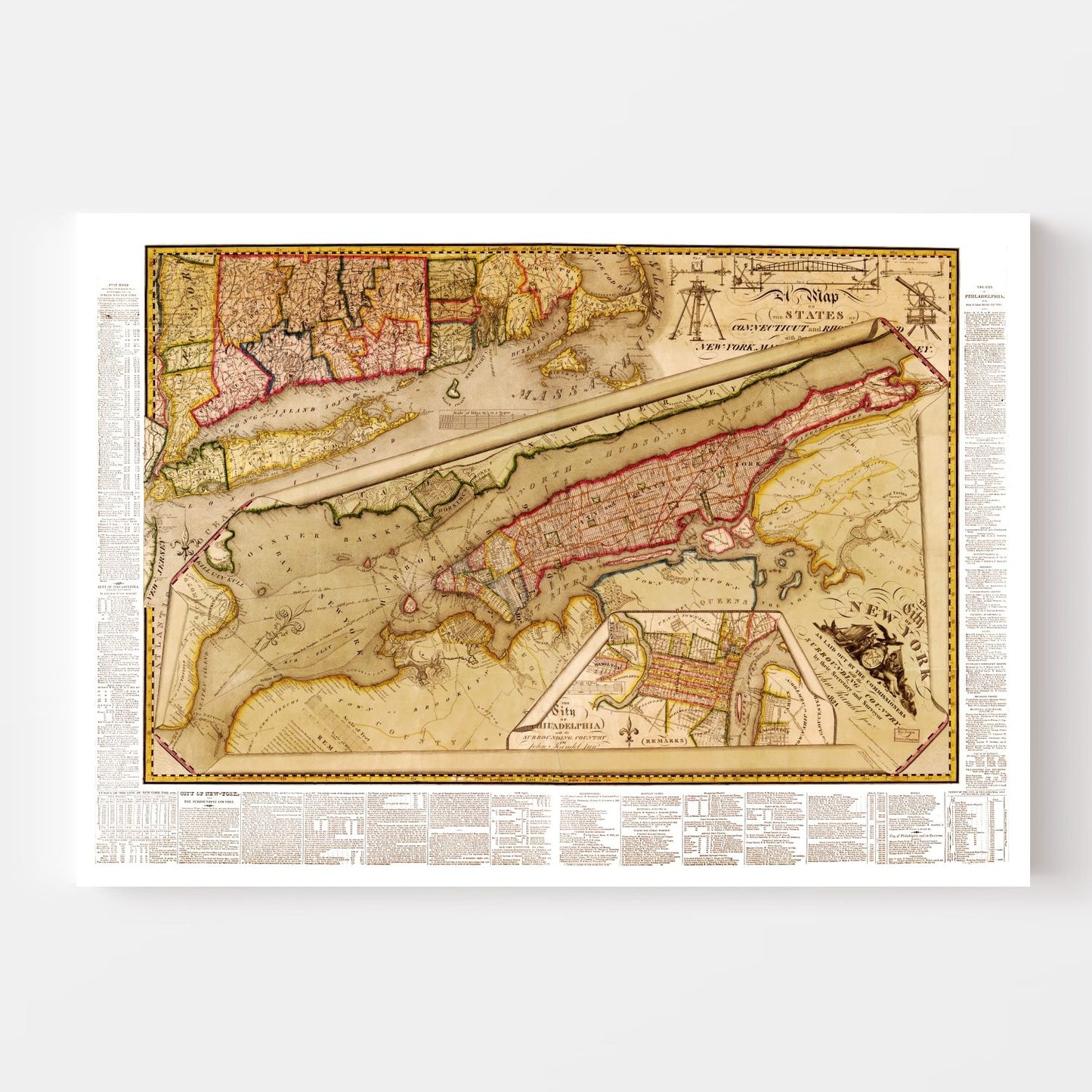 Vintage Map of New York City, New York, 1821