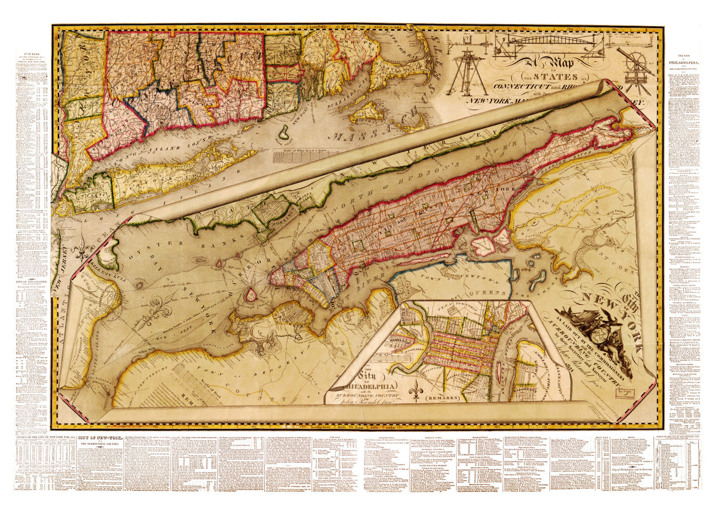 Vintage Map of New York City, New York, 1821