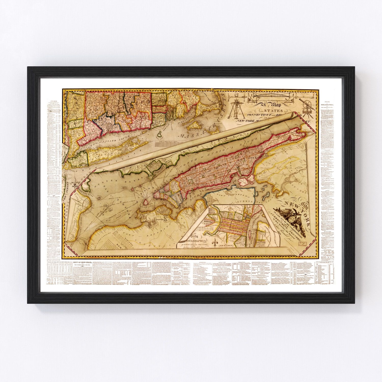 Vintage map of New York City, New York, 1821
