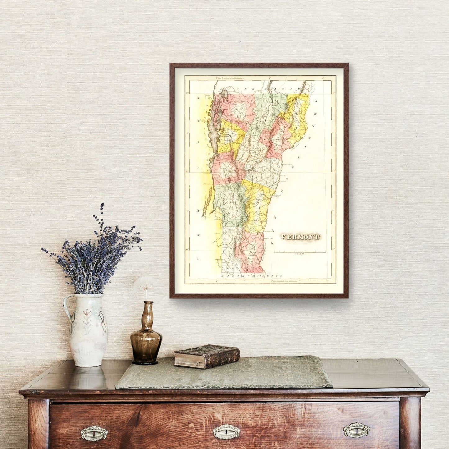Vintage Map of Vermont, 1823