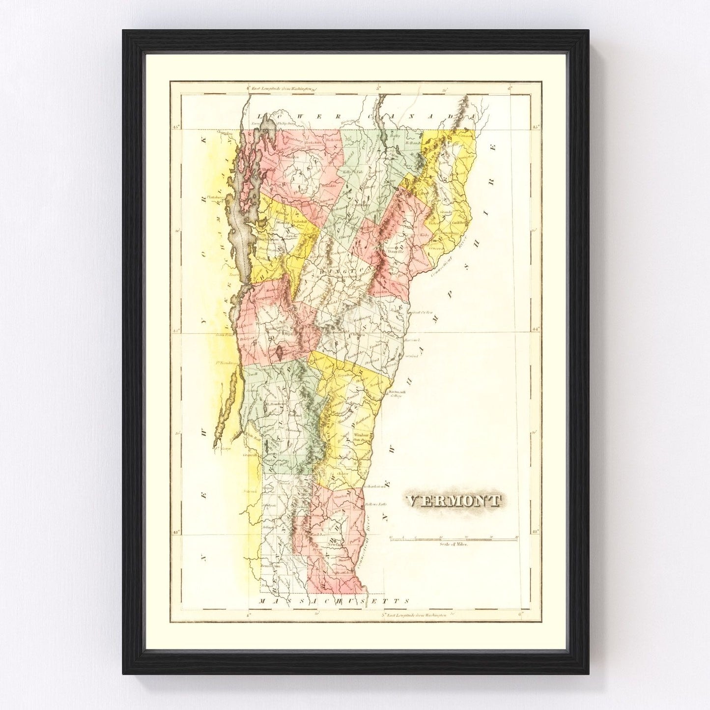 Vintage map of Vermont, 1823