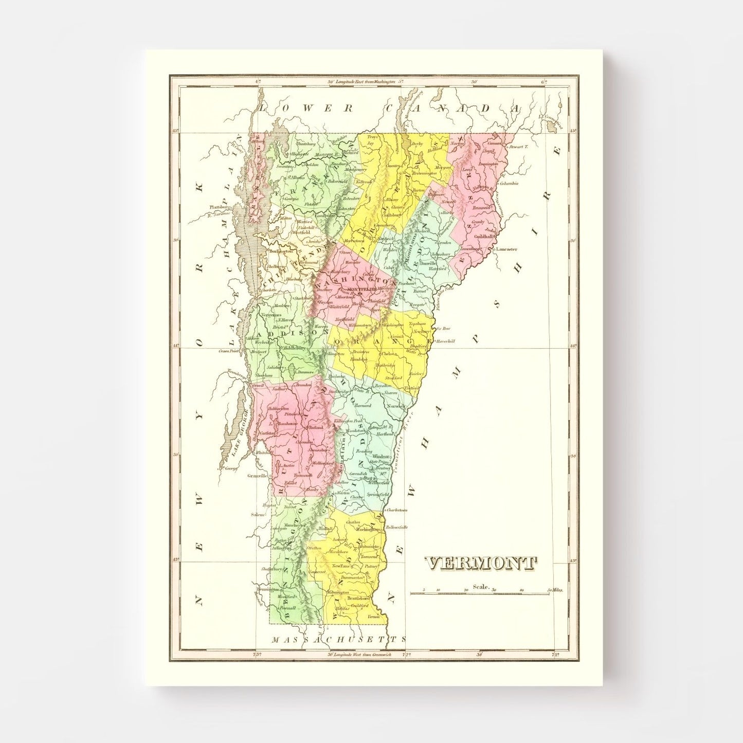 Vintage Map of Vermont, 1824 (No. 1)
