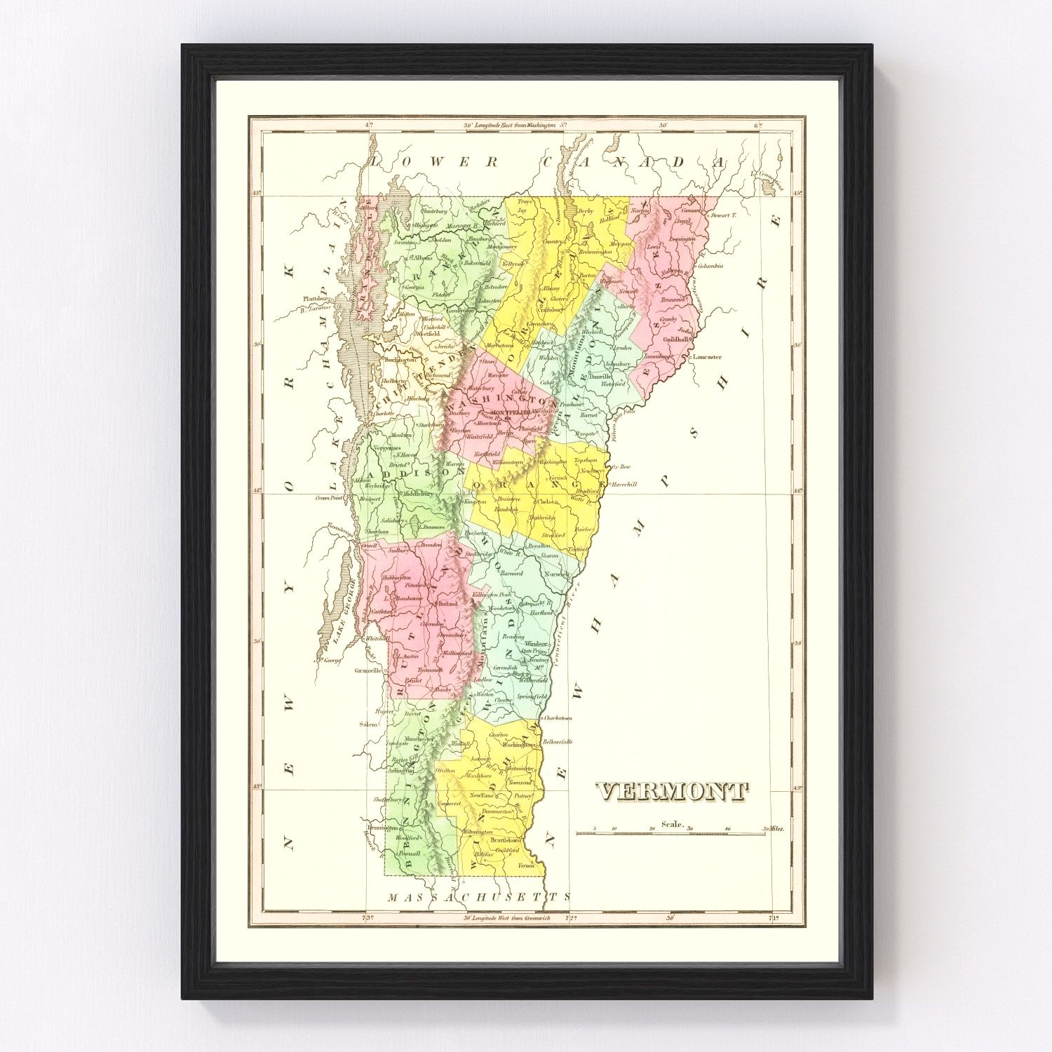 Vintage map of Vermont, 1824