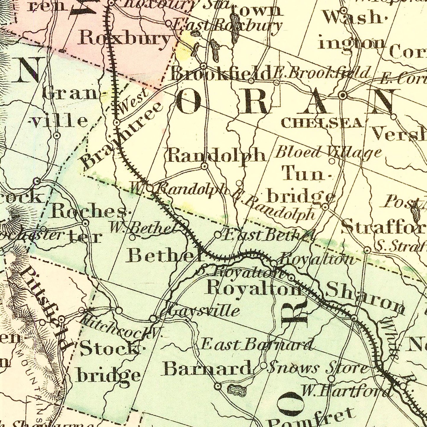 Vintage Map of Vermont, 1855