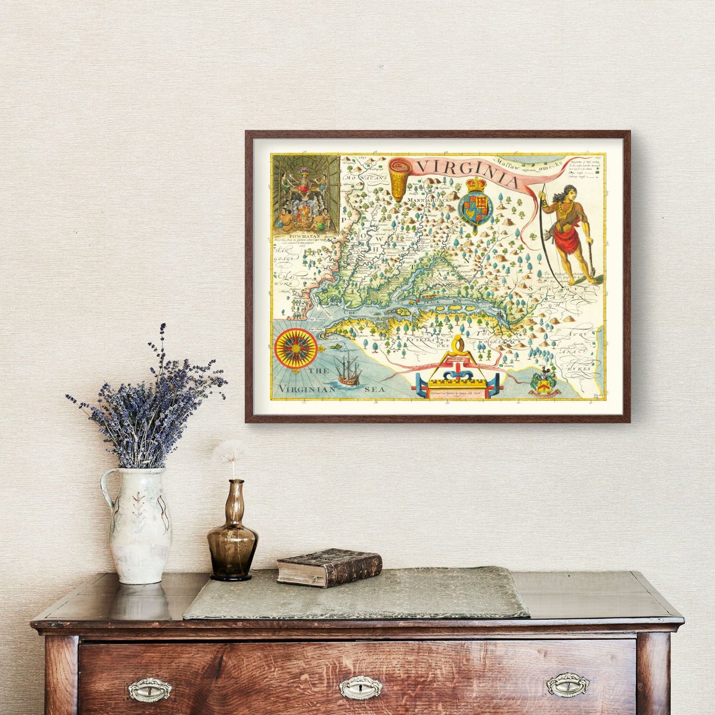 Vintage Map of Virginia, 1612