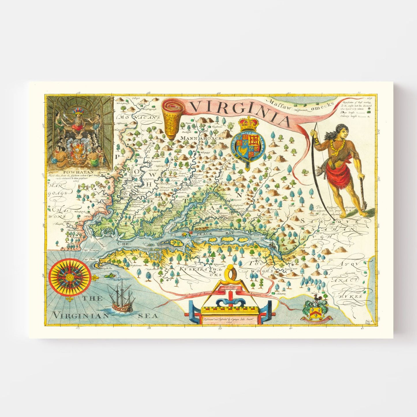 Vintage Map of Virginia, 1612