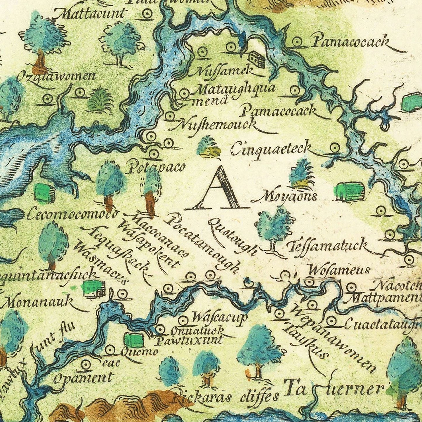 Vintage Map of Virginia, 1612