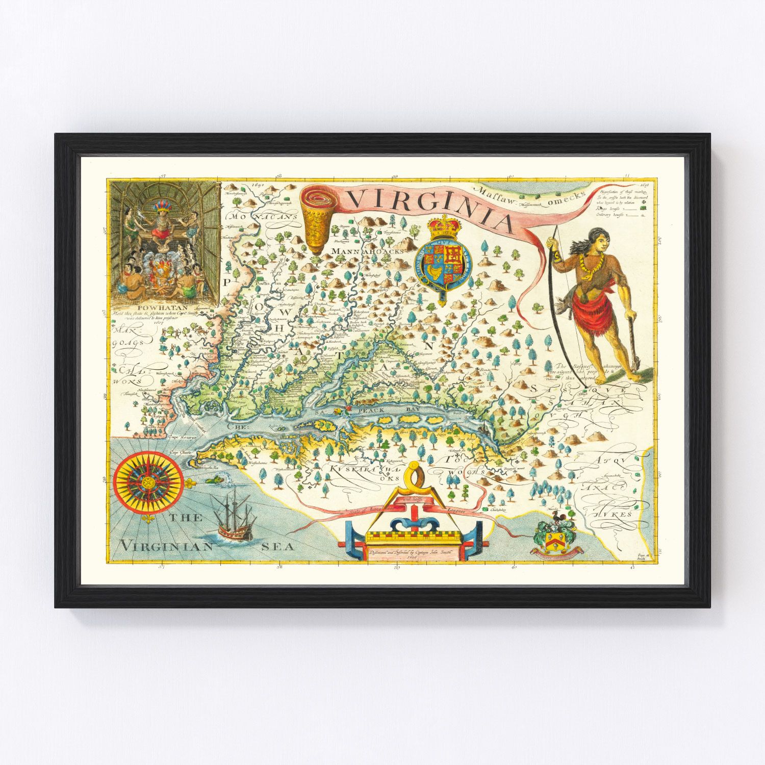 Vintage map of Virginia, 1612