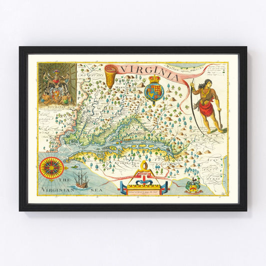 Vintage map of Virginia, 1612
