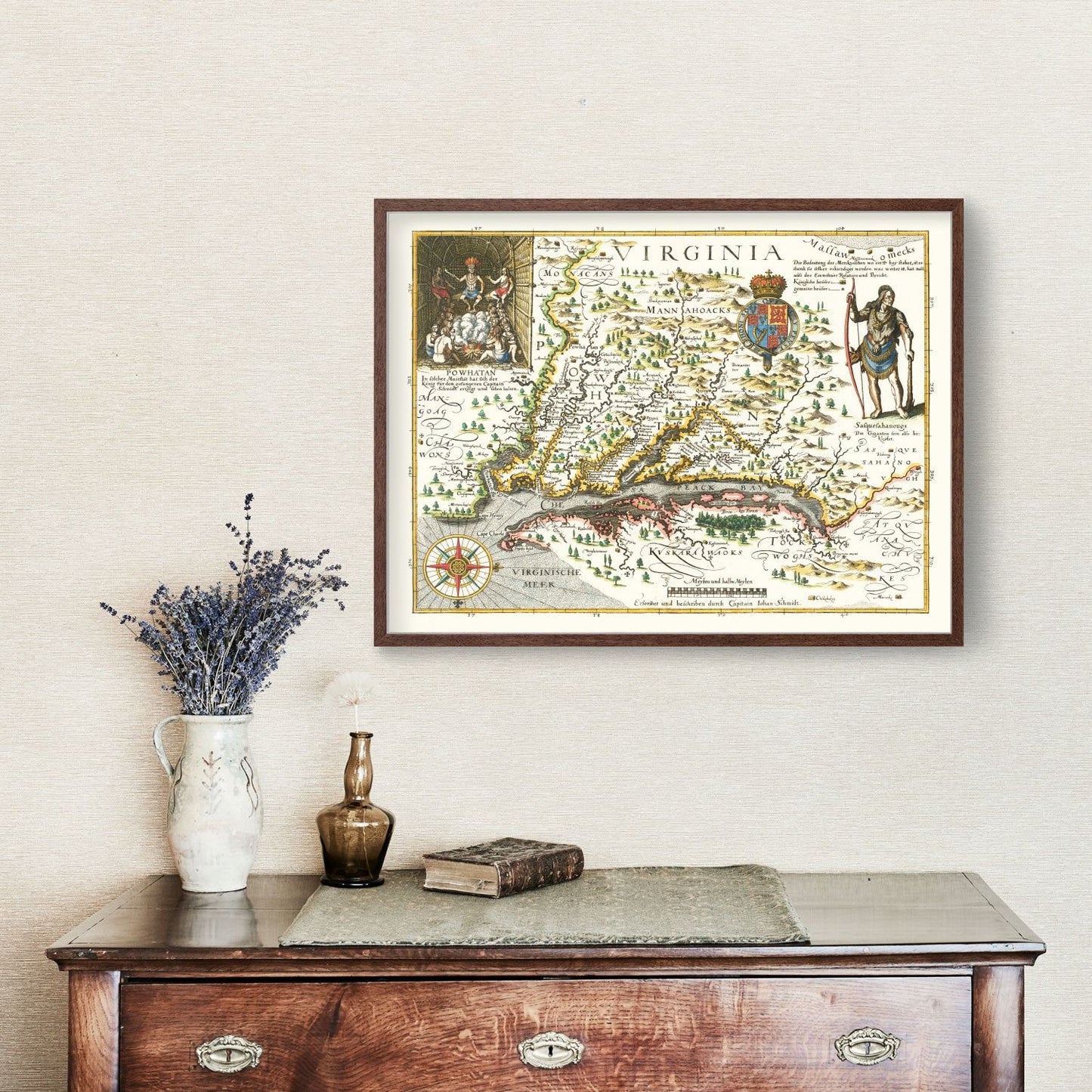 Vintage Map of Virginia, 1627