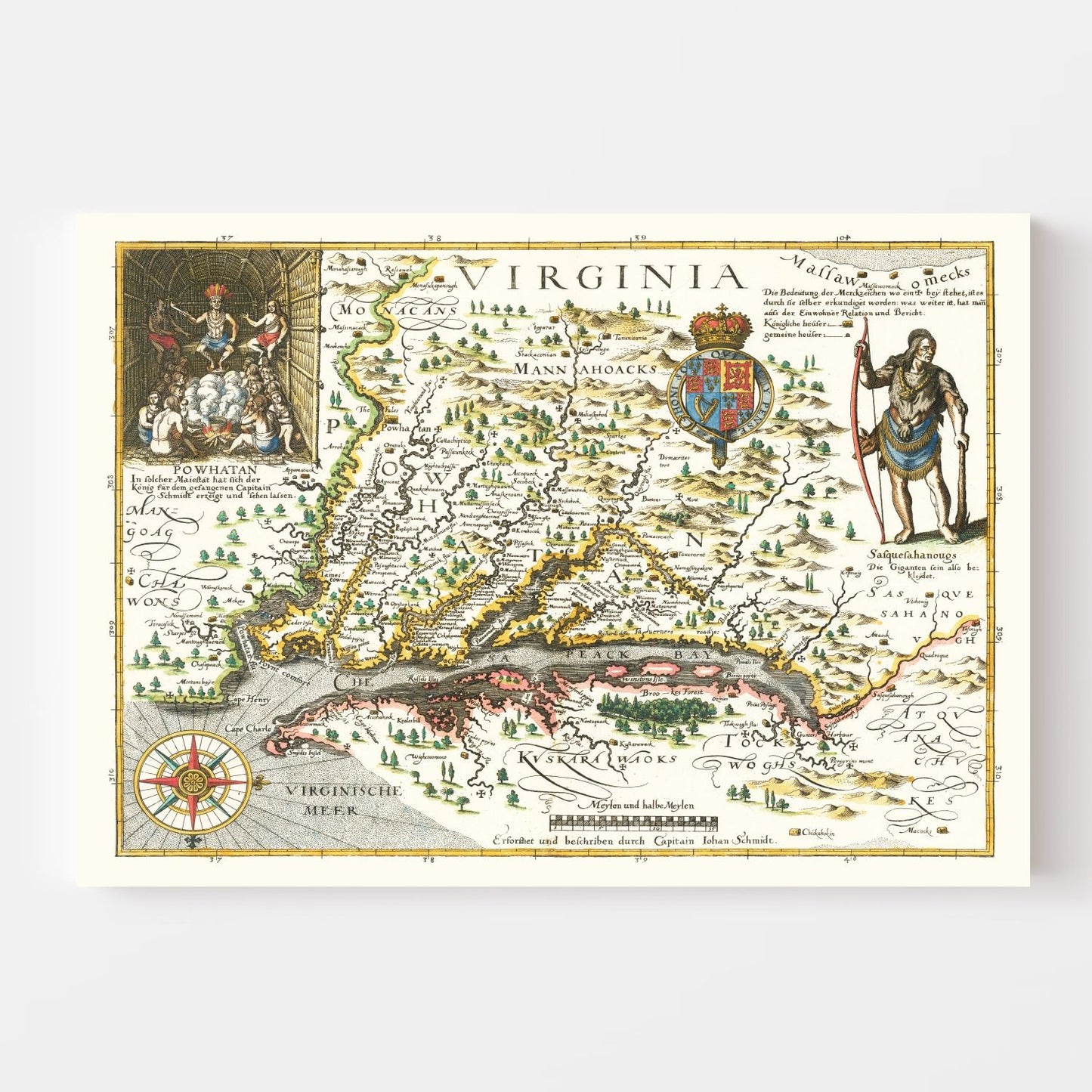 Vintage Map of Virginia, 1627