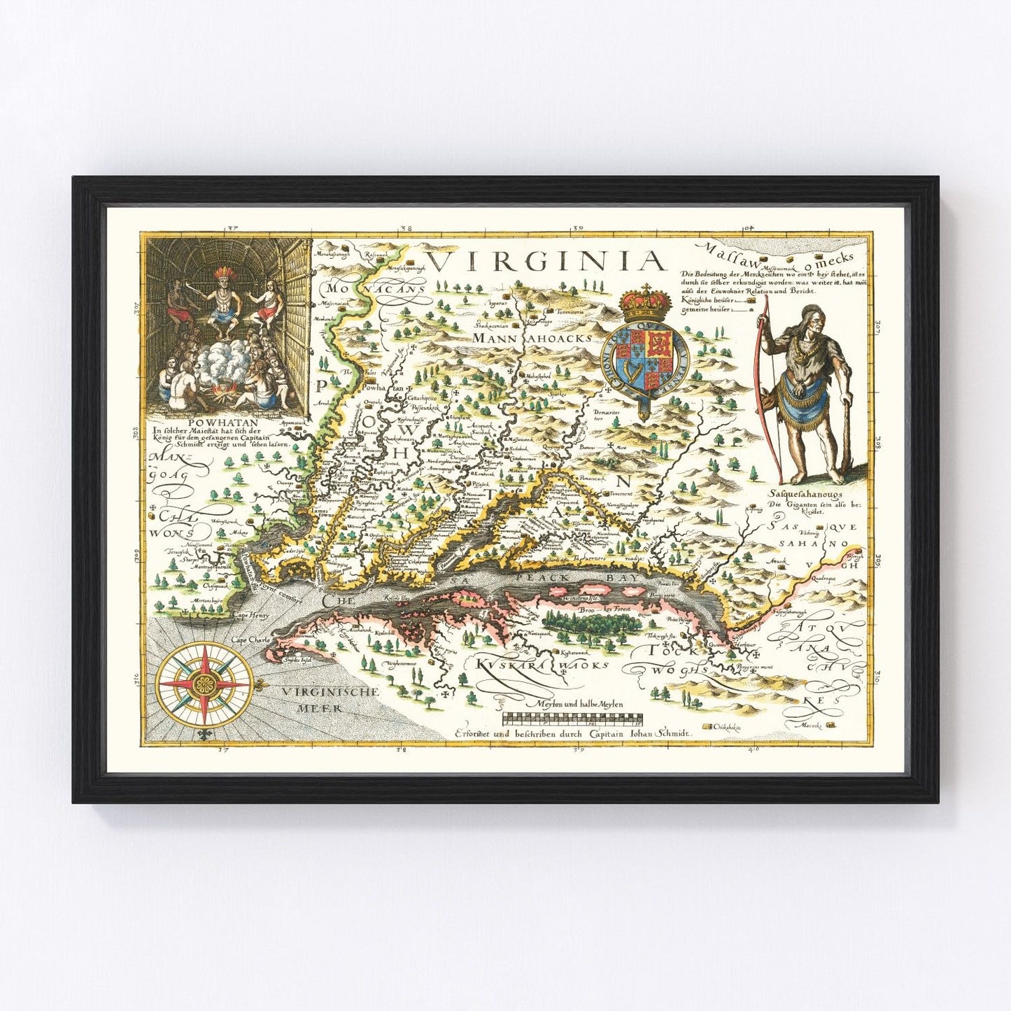 Vintage map of Virginia, 1627