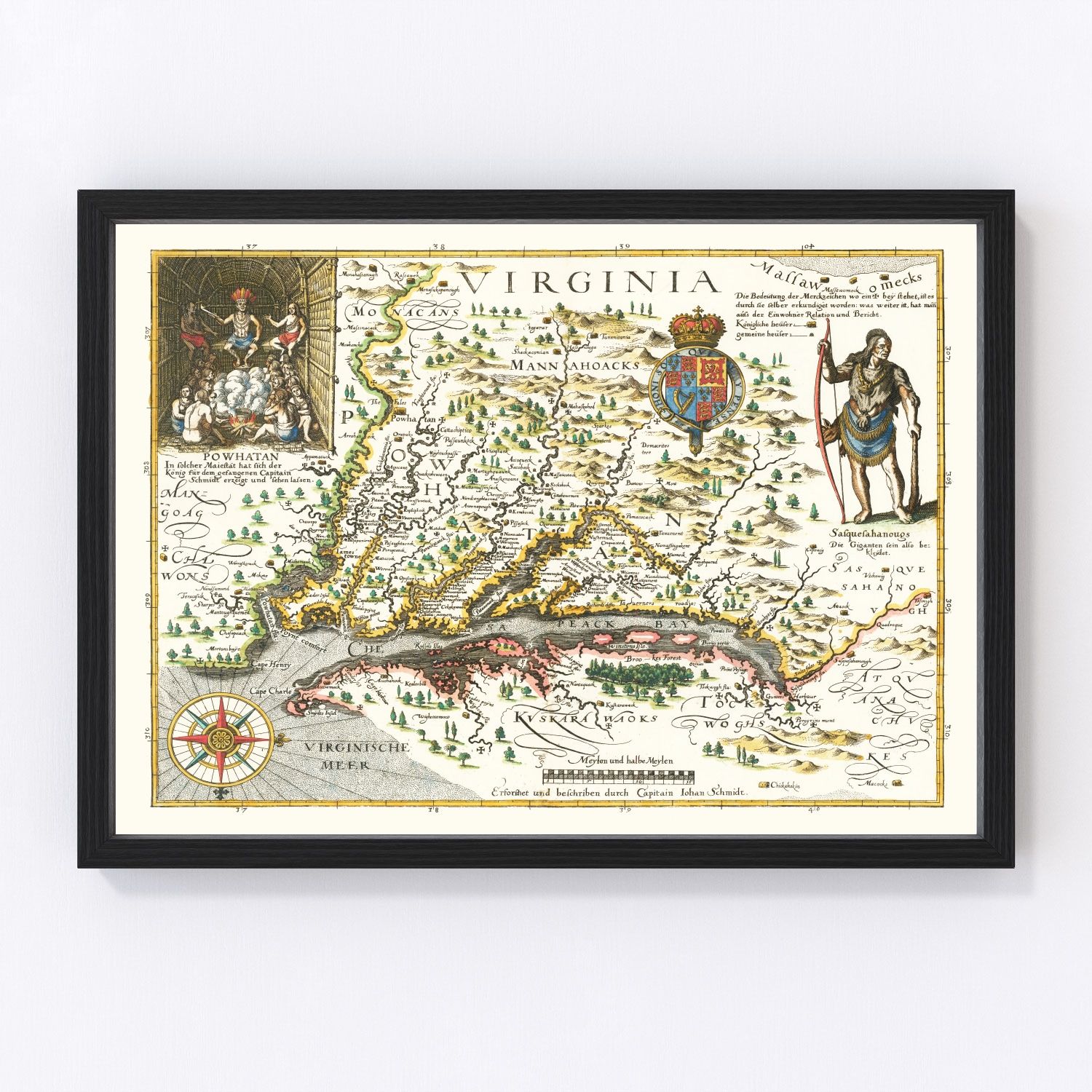 Vintage map of Virginia, 1627