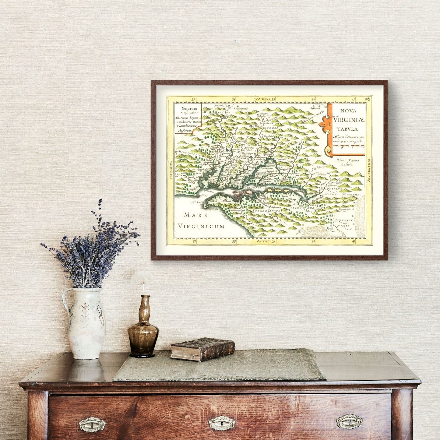 Vintage Map of Virginia, 1630