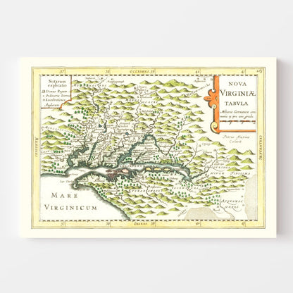 Vintage Map of Virginia, 1630
