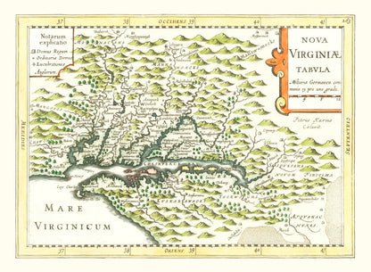 Vintage Map of Virginia, 1630