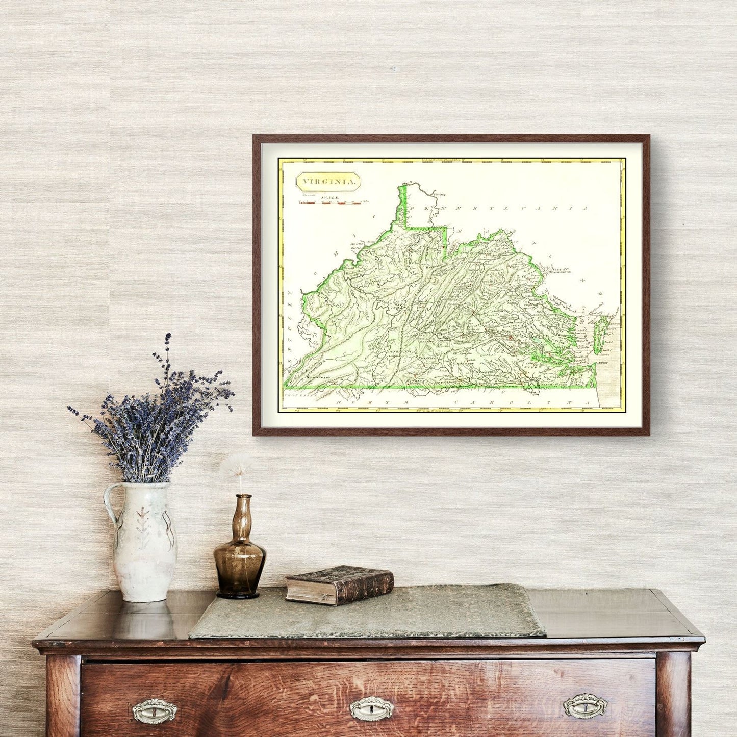 Vintage Map of Virginia, 1804
