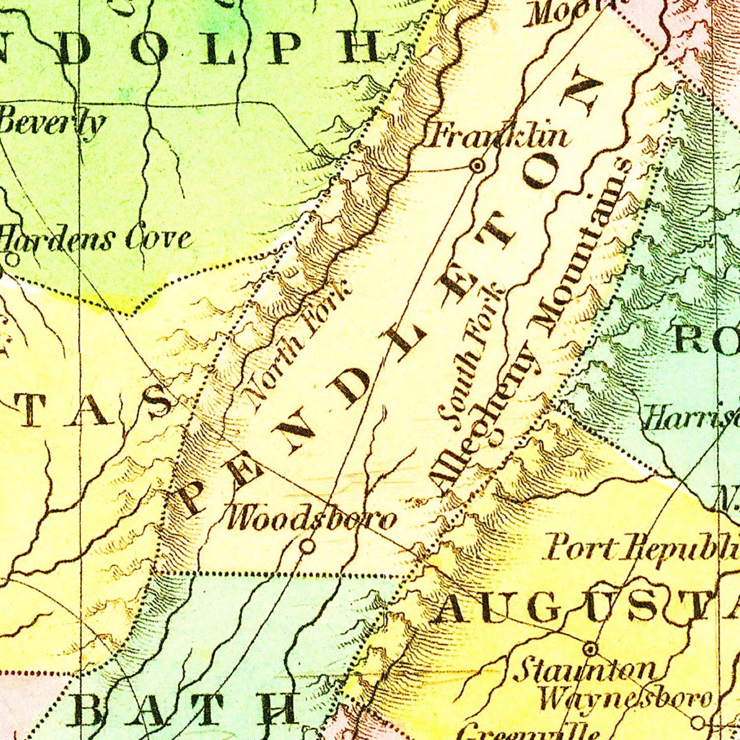 Vintage Map of Virginia, 1824 Wall Art