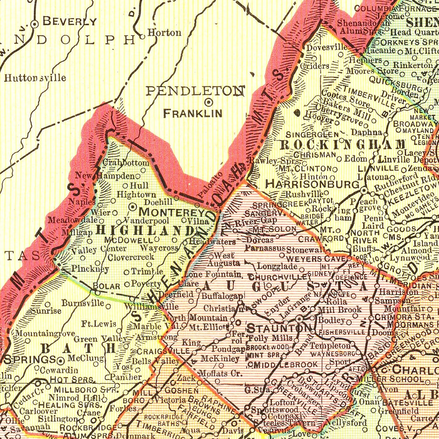 Vintage Map of Virginia, 1908