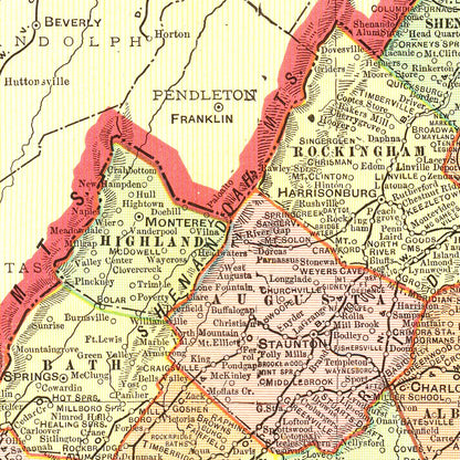 Vintage Map of Virginia, 1908