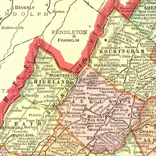Vintage Map of Virginia, 1908