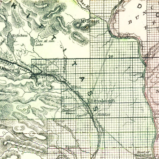 Vintage Map of Washington State, 1889