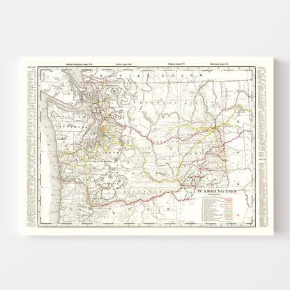 Vintage Map of Washington State, 1895