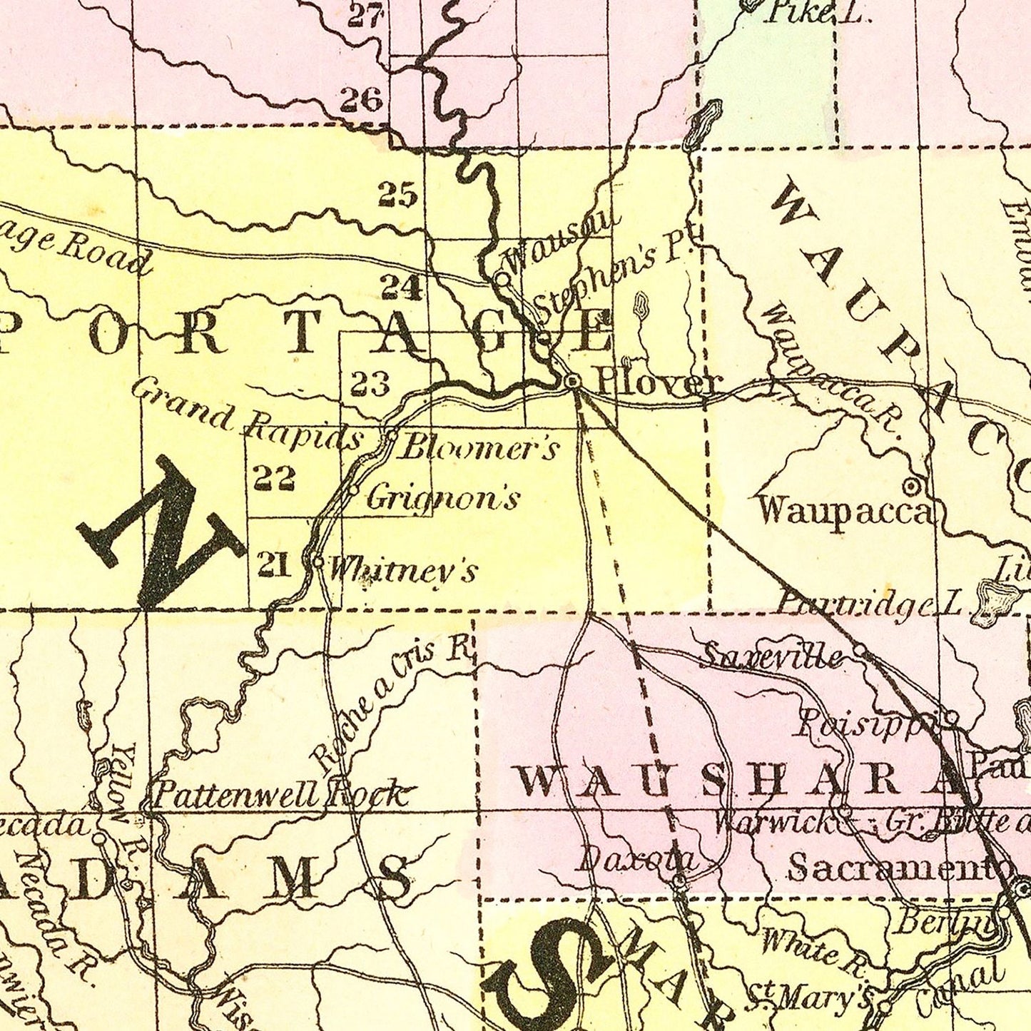 Vintage Map of Wisconsin, 1854