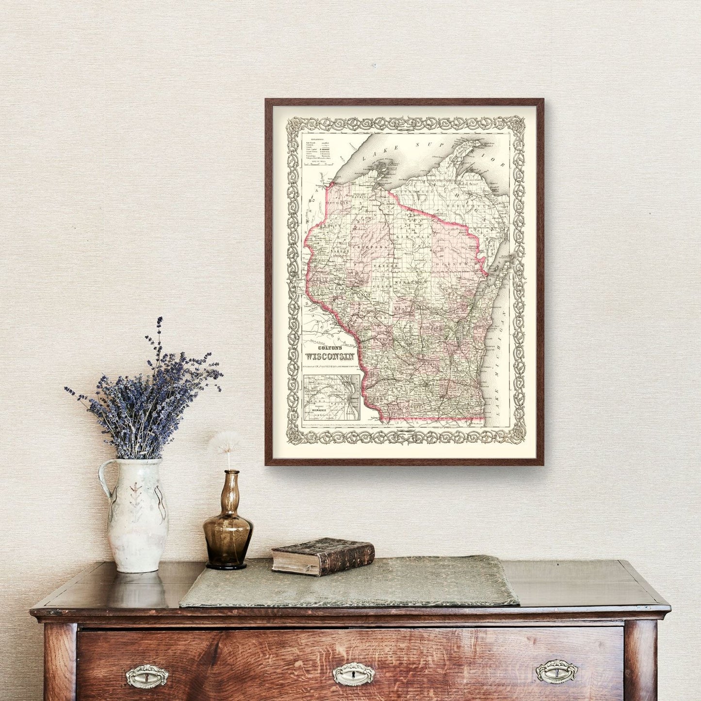 Vintage Map of Wisconsin, 1878